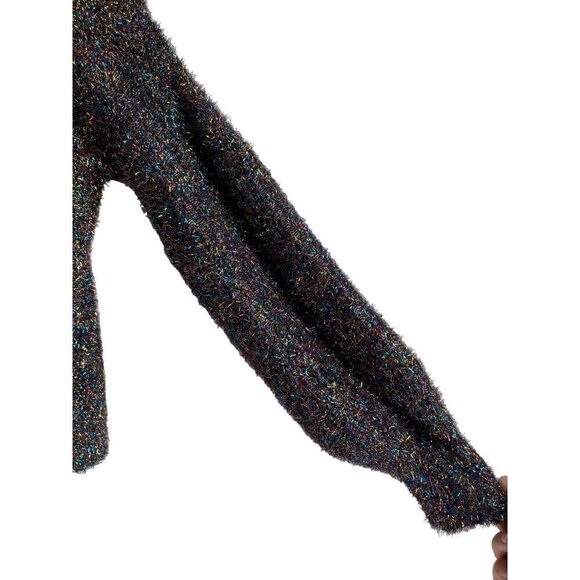 Do + Be Size Small Black Sparkle Multicolor Pullover Crewneck Sweater Holiday - Picture 5 of 8